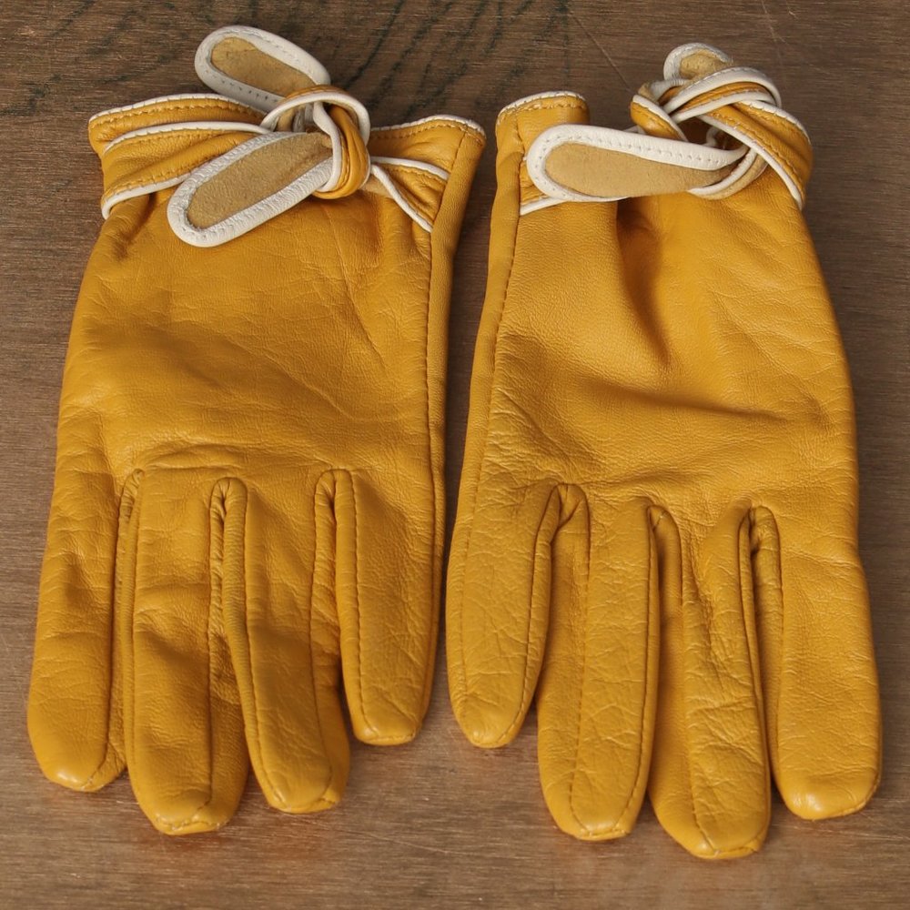 Mustard Yellow Leather Gloves